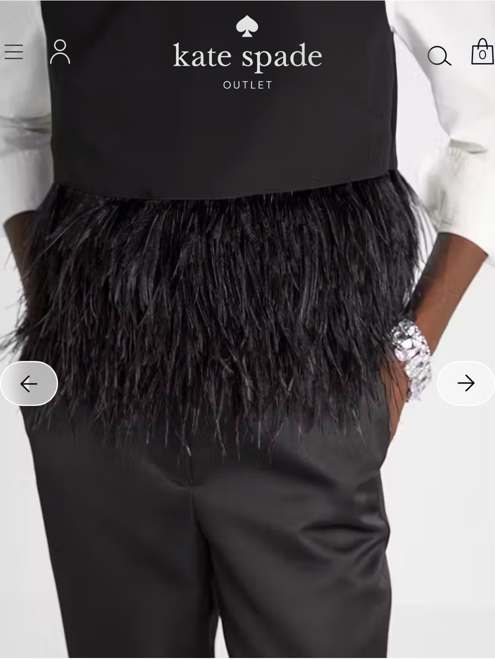 kate spade Black Sleeveless Crewneck Top with Feather Trim - Picture 4 of 11